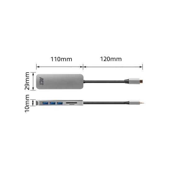 ACT AC7050 3-Poorts USB-C 3.2 Gen1 (USB 3.0) Hub met kaartle