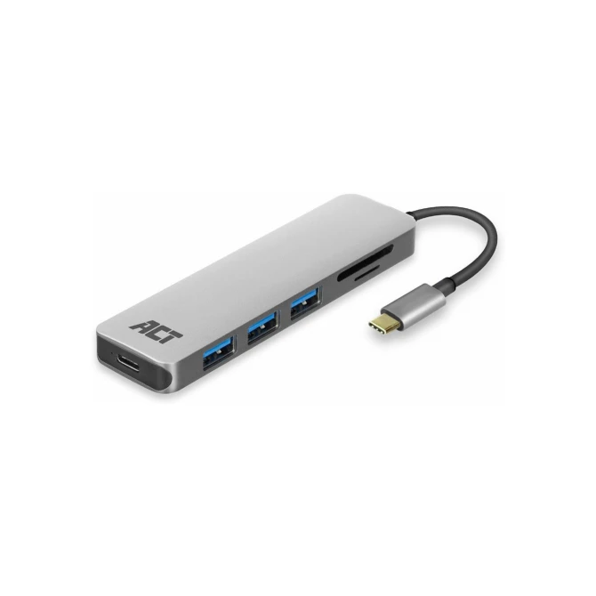 ACT AC7050 3-Poorts USB-C 3.2 Gen1 (USB 3.0) Hub met kaartle