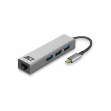 ACT USB-C to USB-A Hub 3 ports with Gigabit Ethernet, metal ACT USB-C to USB-A Hub 3 ports with Gigabit Ethernet, metal