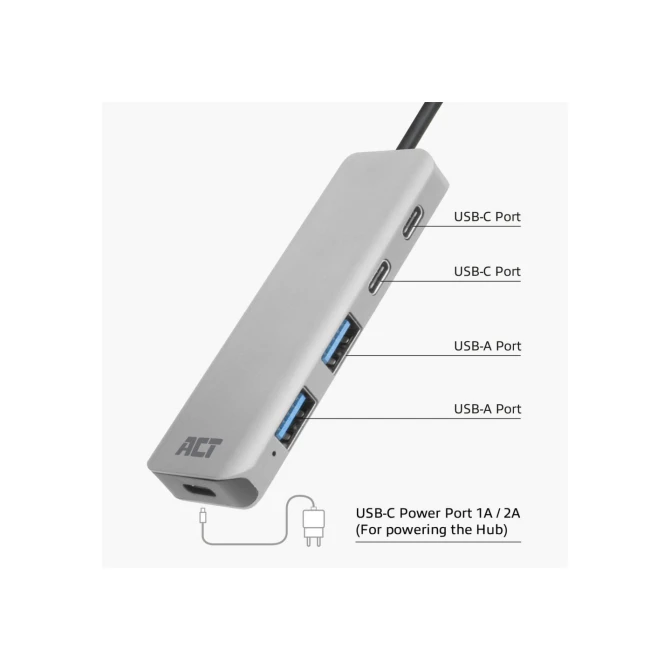 ACT USB-C hub 3.0, 2x USB-A, 2x USB-C