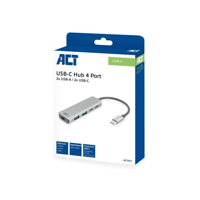 ACT USB-C hub 3.0, 2x USB-A, 2x USB-C