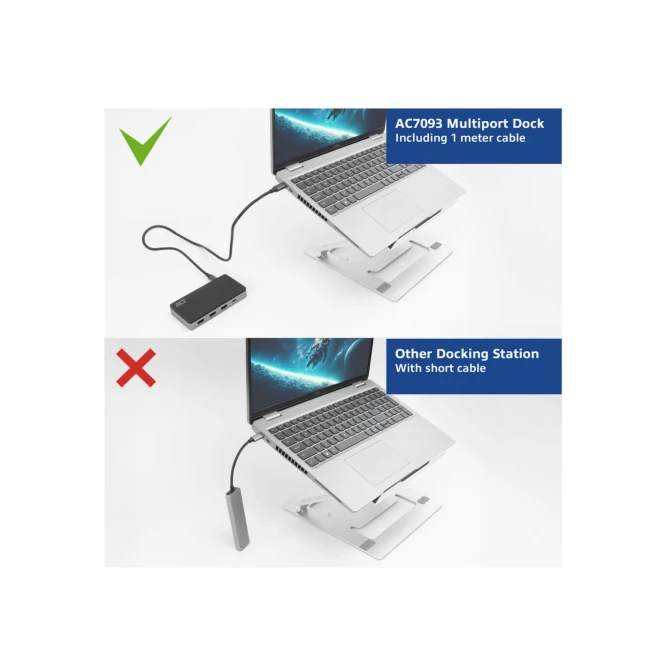ACT USB-C 4K MST dockingstation voor 2 HDMI-monitoren, Ether