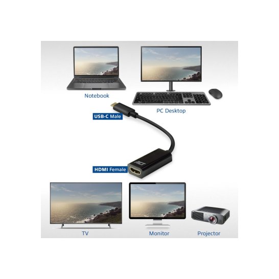 ACT AC7305 video kabel adapter 0,15 m USB Type-C HDMI Type A ACT AC7305 video kabel adapter 0,15 m USB Type-C HDMI Type A