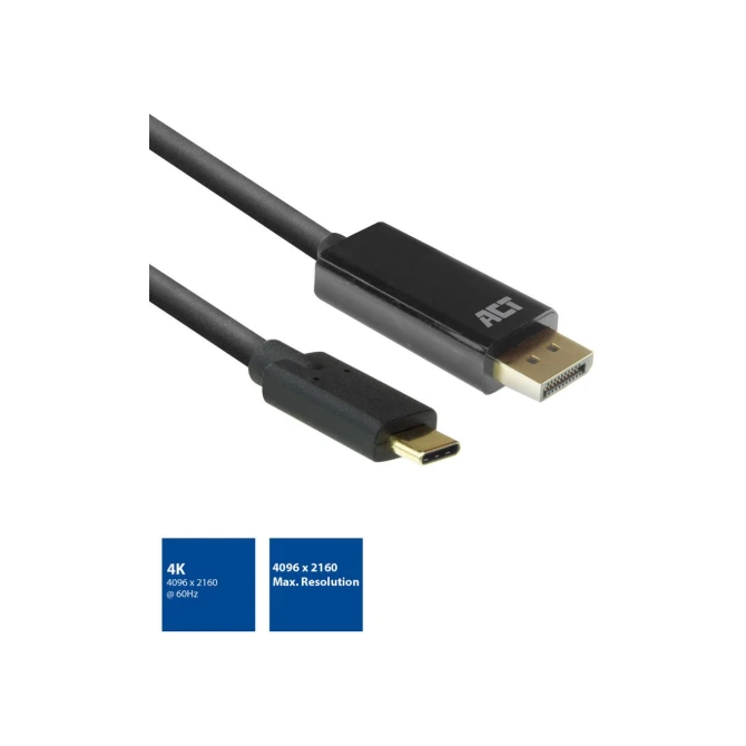 ACT AC7325 video kabel adapter 2 m USB Type-C DisplayPort Zw