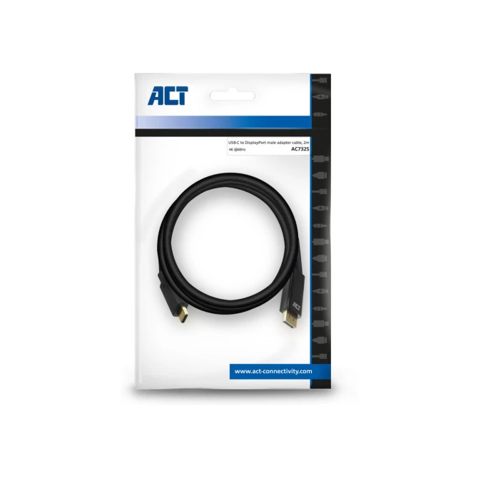 ACT AC7325 video kabel adapter 2 m USB Type-C DisplayPort Zw