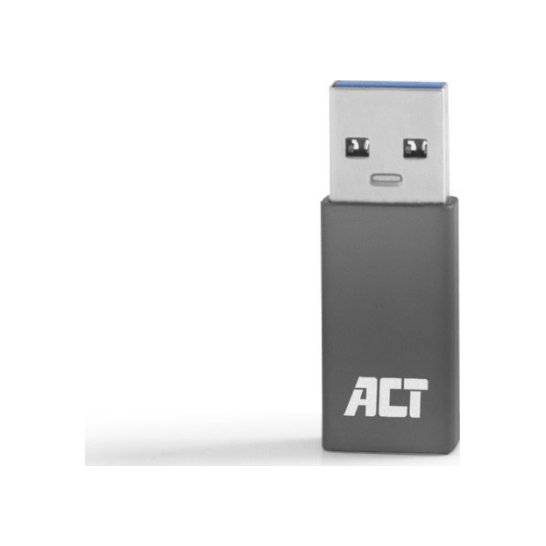 ACT AC7375 tussenstuk voor kabels USB Type-C USB Type-A Grij