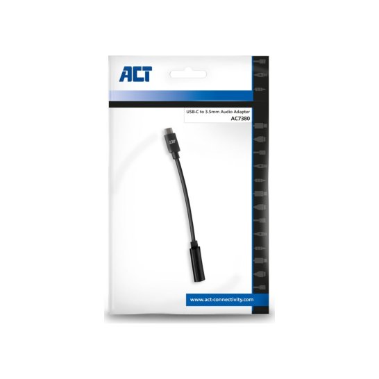 ACT AC7380 audio kabel 0,11 m 3.5mm USB Type-C Zwart ACT AC7380 audio kabel 0,11 m 3.5mm USB Type-C Zwart