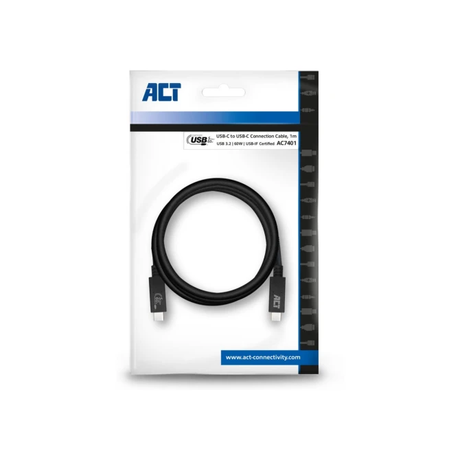 ACT AC7401 USB-kabel 1 m USB 3.2 Gen 1 (3.1 Gen 1) USB C Zwa