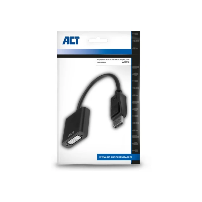 ACT 7510 video kabel adapter 0,15 m DisplayPort DVI-D Zwart