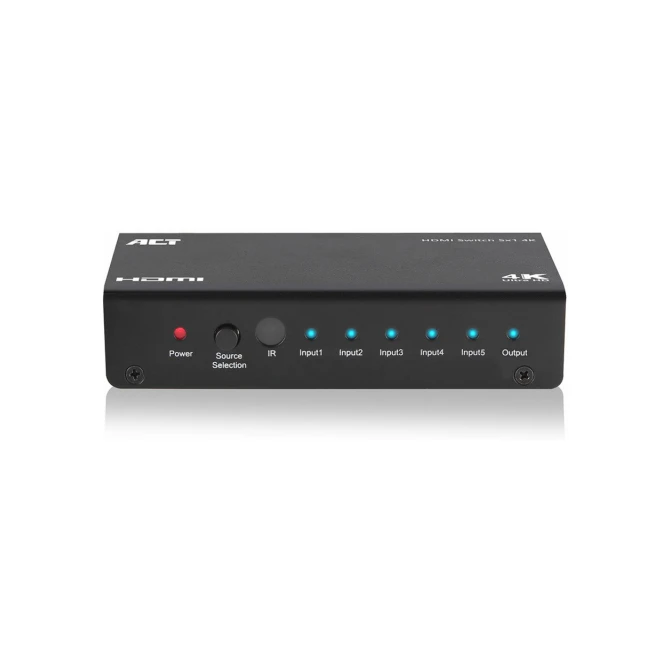 ACT AC7840 HDMI Switch | 5 Ingangen | 1 Uitgang | 4K @ 30Hz | Inclusief Afstandsbediening