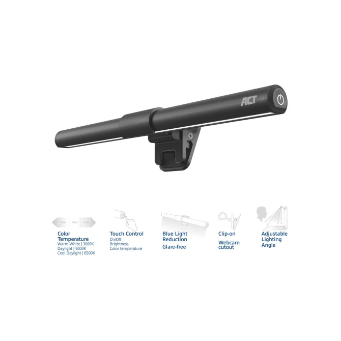 ACT AC8050 | Clip-on Laptop LED-lamp | Dimbaar | Voeding via USB