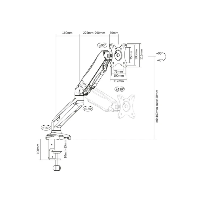 ACT AC8311 | Verstelbare Monitor-bureaubeugel | Tot 32