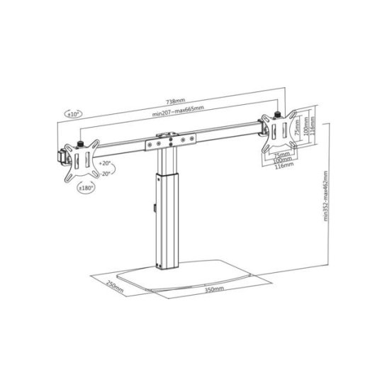 ACT AC8332 flat panel bureau steun 68,6 cm (27 ACT AC8332 flat panel bureau steun 68,6 cm (27