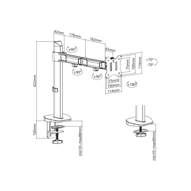 ACT AC8335 | Verstelbare Monitor-bureaubeugel | Tot 32