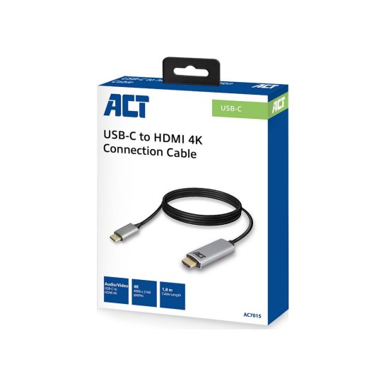 ACT Converter USB-C - HDMI male 1.8 Meter, 4K, metal housing