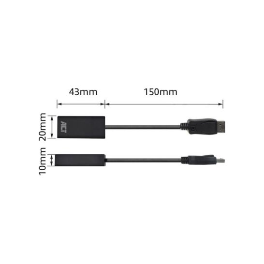 ACT DisplayPort naar HDMI female adapter, 4K, 0.15M ACT DisplayPort naar HDMI female adapter, 4K, 0.15M