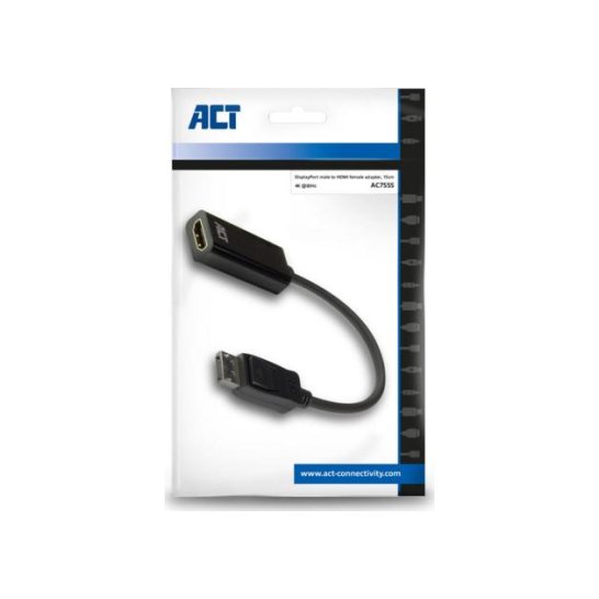 ACT DisplayPort naar HDMI female adapter, 4K, 0.15M ACT DisplayPort naar HDMI female adapter, 4K, 0.15M
