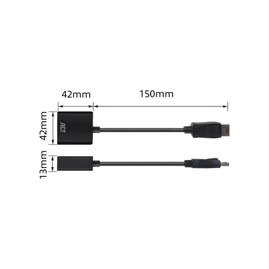 ACT DisplayPort naar VGA female adapter, Zip Bag ACT DisplayPort naar VGA female adapter, Zip Bag