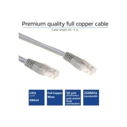 ACT Grijze 15 meter UTP CAT6 patchkabel met RJ45 connectoren
