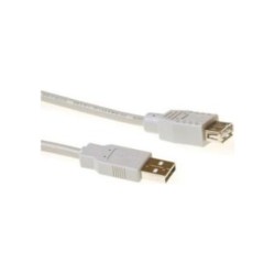 ACT USB 2.0 verlengkabel USB A male - USB A female ivoor ACT USB 2.0 verlengkabel USB A male - USB A female ivoor