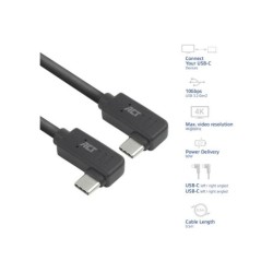 ACT USB 3.0 10Gbps 60W USB Type-C (haaks links/rechts) naar ACT USB 3.0 10Gbps 60W USB Type-C (haaks links/rechts) naar