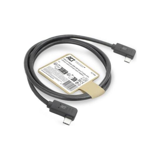 ACT USB 3.0 10Gbps 60W USB Type-C (haaks links/rechts) naar ACT USB 3.0 10Gbps 60W USB Type-C (haaks links/rechts) naar