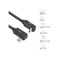 ACT USB 3.0 10Gbps 60W USB Type-C (haaks links/rechts) naar ACT USB 3.0 10Gbps 60W USB Type-C (haaks links/rechts) naar