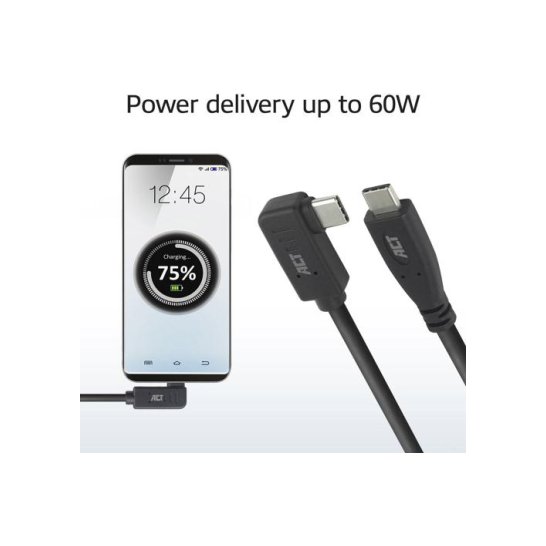 ACT USB 3.0 10Gbps 60W USB Type-C (recht) naar USB Type-C (h ACT USB 3.0 10Gbps 60W USB Type-C (recht) naar USB Type-C (h