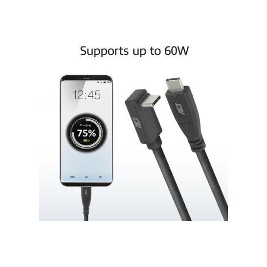 ACT USB 3.0 10Gbps 60W USB Type-C (recht) naar USB Type-C (h ACT USB 3.0 10Gbps 60W USB Type-C (recht) naar USB Type-C (h