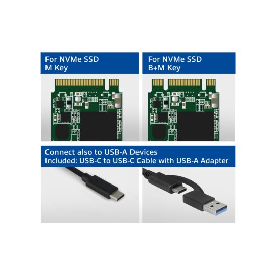 ACT USB-C M.2 NVMe / PCIe SSD Behuizing, tool-free