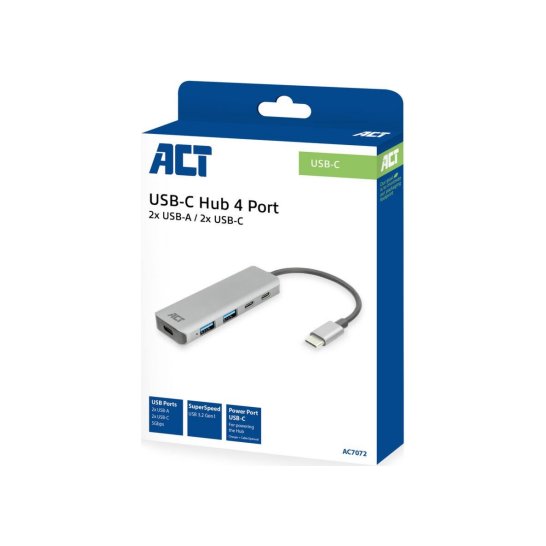 ACT USB-C hub 3.0, 2x USB-A, 2x USB-C