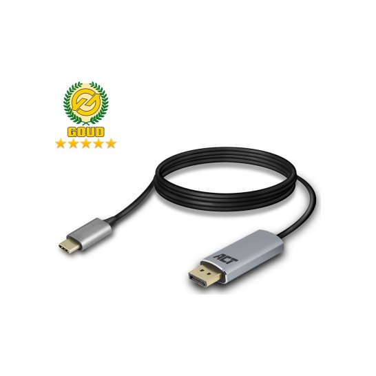 ACT USB-C naar DisplayPort male kabel 1,8m 4K @ 60Hz