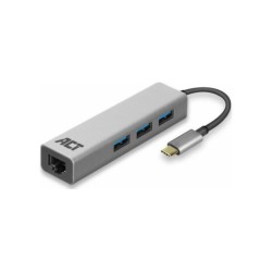 ACT USB-C to USB-A Hub 3 ports with Gigabit Ethernet, metal