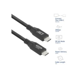ACT USB4 20Gbps 240W USB Type-C kabel, 1 meter ACT USB4 20Gbps 240W USB Type-C kabel, 1 meter