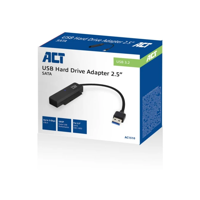 ACT AC1510 tussenstuk voor kabels SATA USB Type-A Zwart