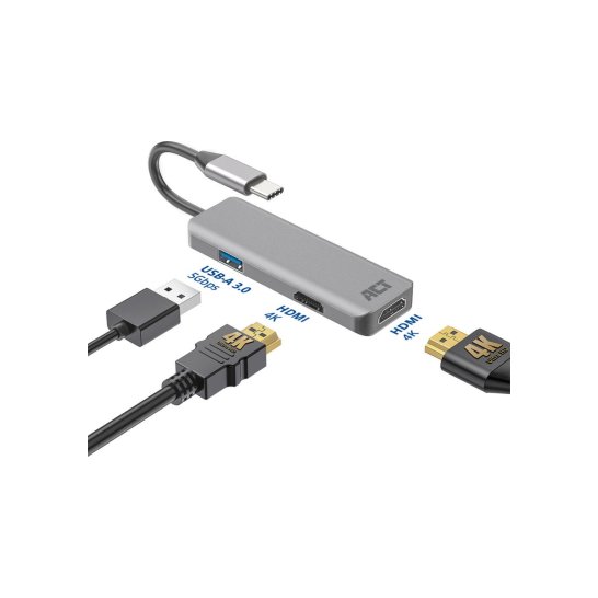 ACT laptop dock & Bedraad USB 3.2 Gen 1 Type-C Zwart, Grijs