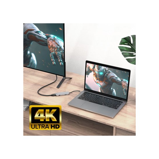 ACT laptop dock & Bedraad USB 3.2 Gen 1 Type-C Zwart, Grijs