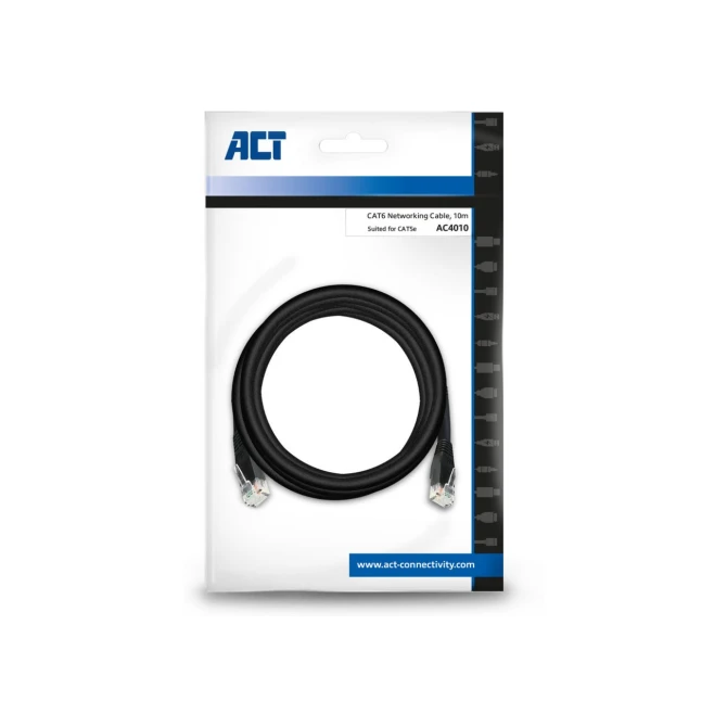 ACT AC4010 netwerkkabel Zwart 10 m Cat6 U/UTP (UTP)