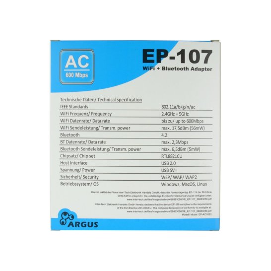 Argus EP-107 Wi-Fi 5 USB Adapter 600Mbps