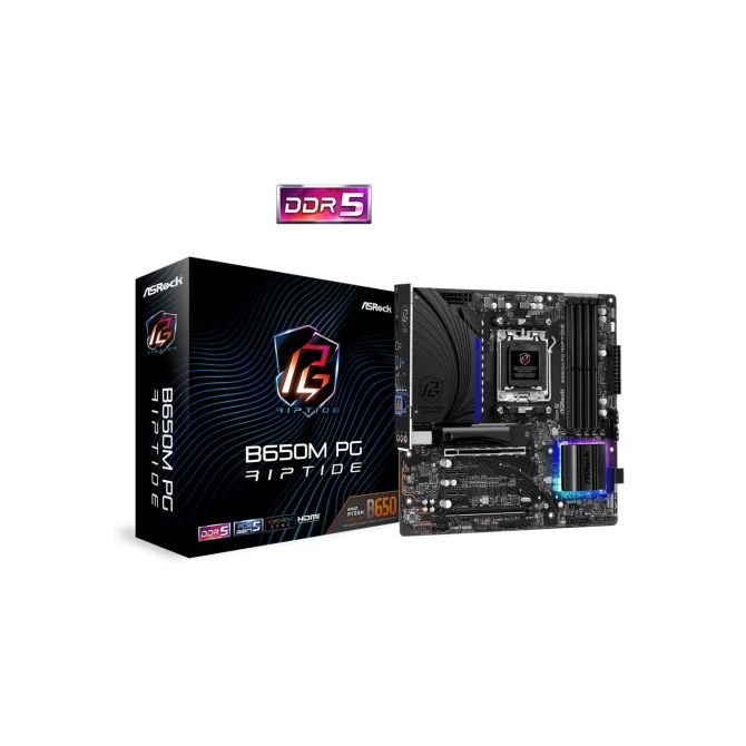 Asrock B650M PG Riptide | Socket AM5 | AMD B650 | 4xDDR5 | Micro-ATX | Moederbord | Renewed