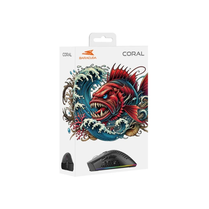 Baracuda CORAL RGB | Bedrade Gaming Muis | USB-A | 12800 DPI | Zwart