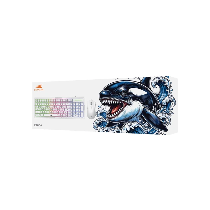 BARACUDA Keyboard + Mouse ORCA White LED Rainbow effect