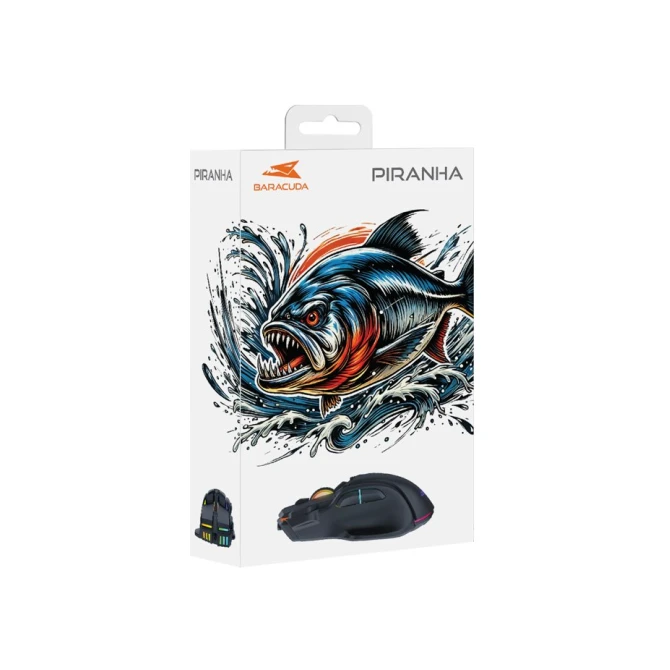 Baracuda PIRANHA RGB | Bedrade Gaming Muis | USB-A | 7200 DPI | Zwart