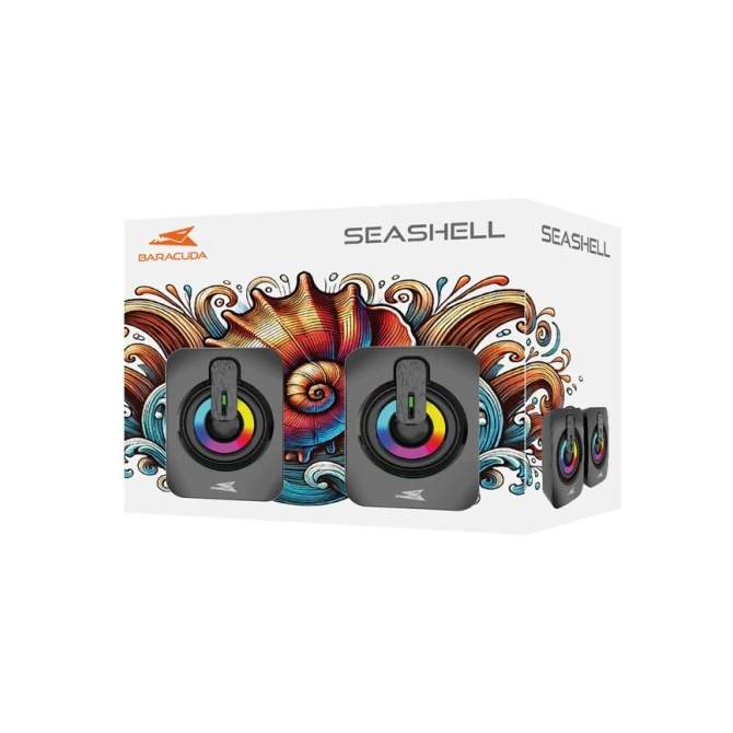 Baracuda SEASHELL Rainbow | 2.0 Stereo Luidsprekerset USB | 2x3000mW | Zwart