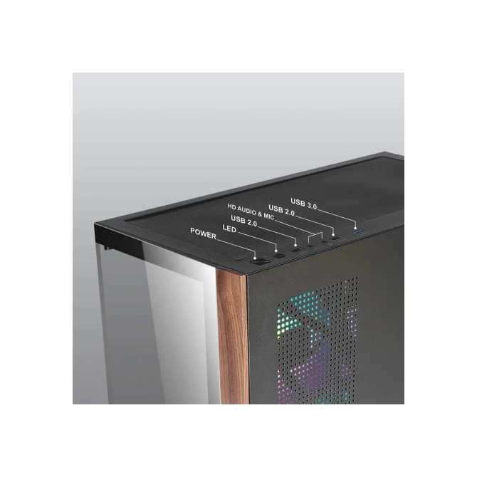 Case Azza Neptun Midi Tower RGB Zwart, Hout