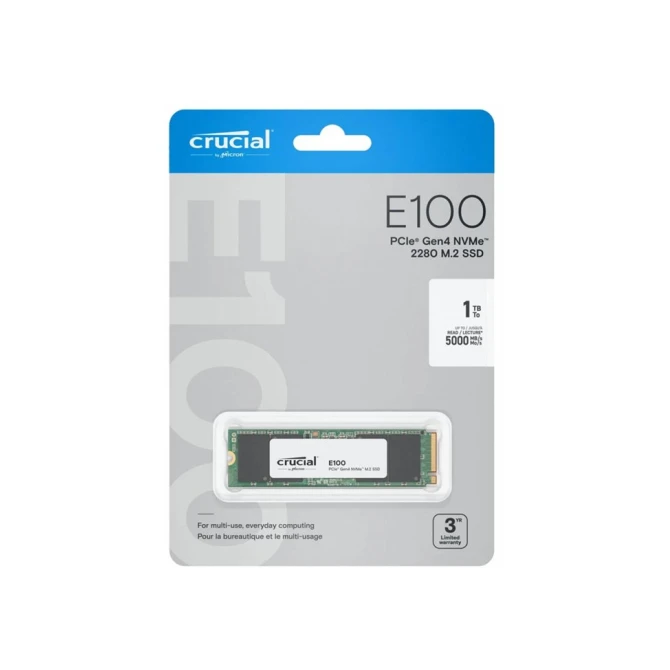 Crucial E100 1TB NVME PCI Express 4.0 x4 M.2 80mm