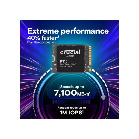 Crucial SSD P310 1TB PCie 4.0 NVMe M.2 2230 Crucial SSD P310 1TB PCie 4.0 NVMe M.2 2230