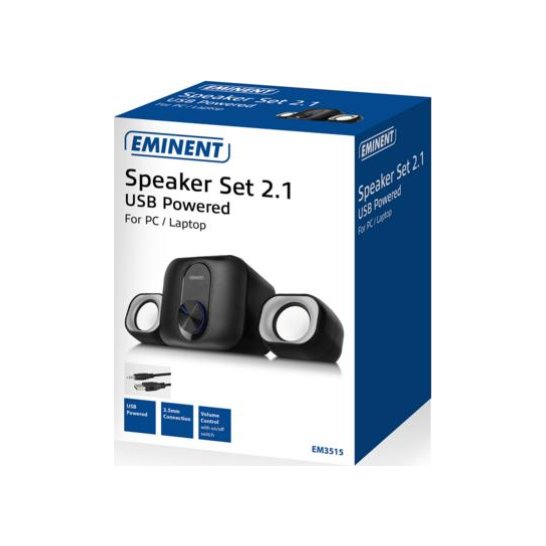 Eminent EM3515 luidspreker set 11 W Zwart 2.1 kanalen Eminent EM3515 luidspreker set 11 W Zwart 2.1 kanalen