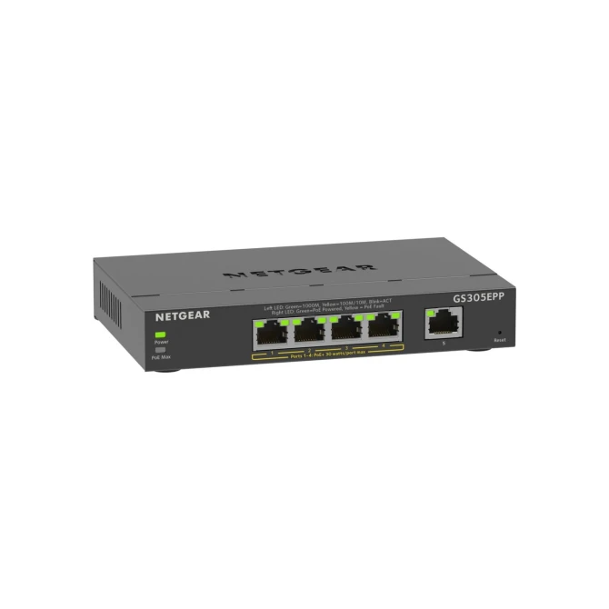 NETGEAR 5-Port Gigabit Ethernet High-Power PoE+ Plus Switch