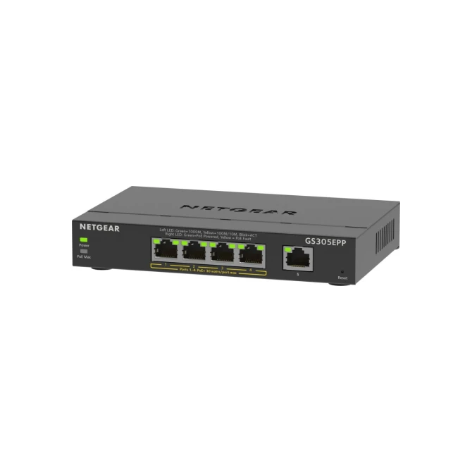 NETGEAR 5-Port Gigabit Ethernet High-Power PoE+ Plus Switch